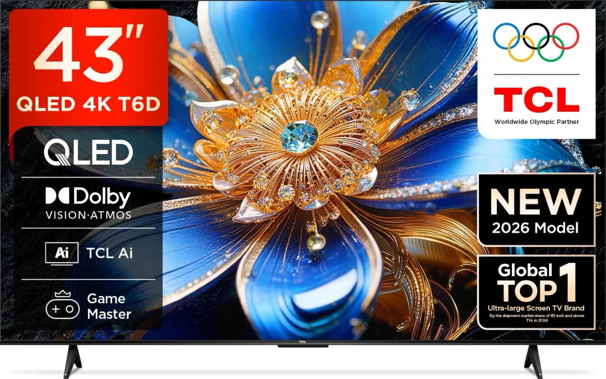 TCL 43" 4k QLED TV 43T6D