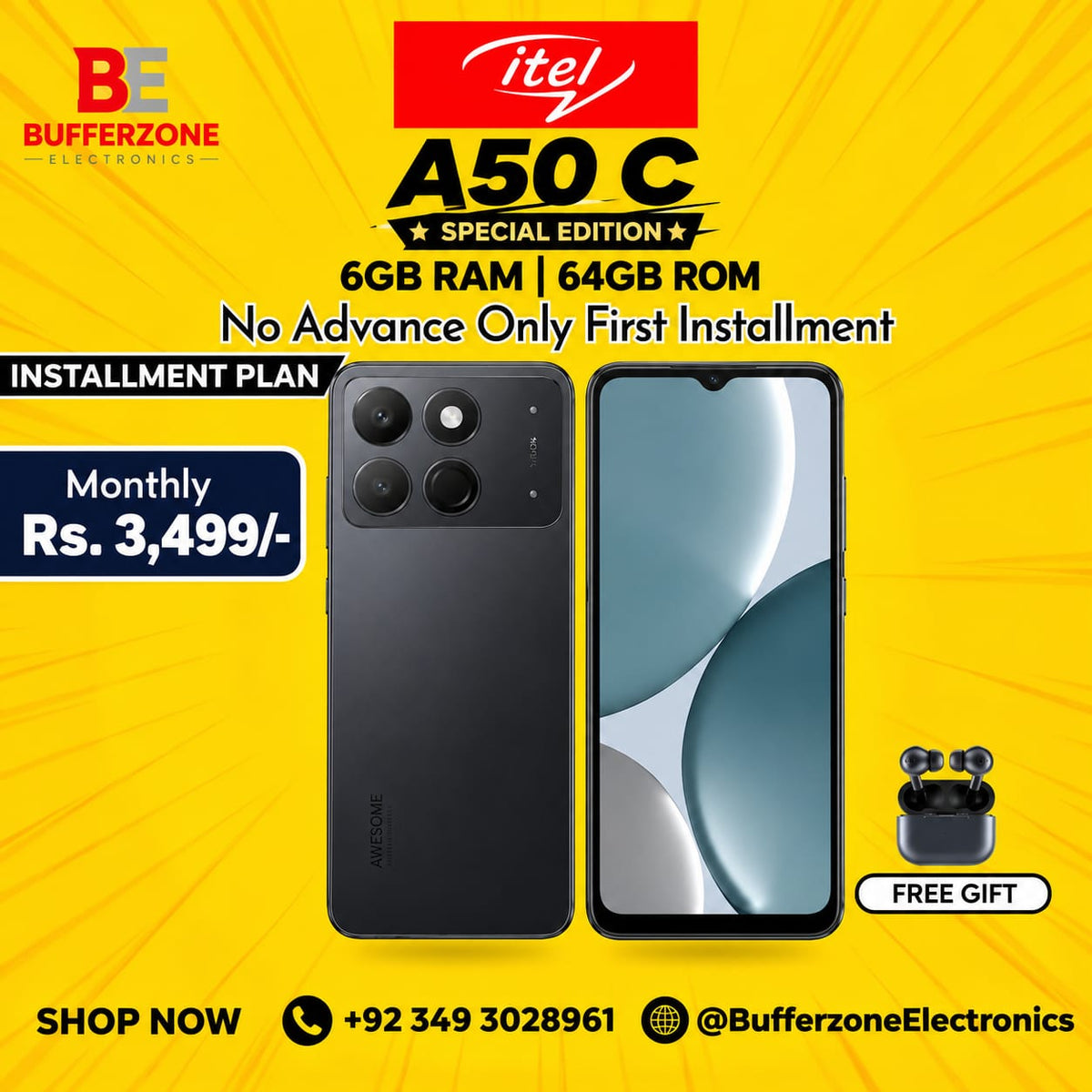 Itel A50c 6GB-64GB Special Edition Smat Phone ⚡️No Advance Only First Instalment💥